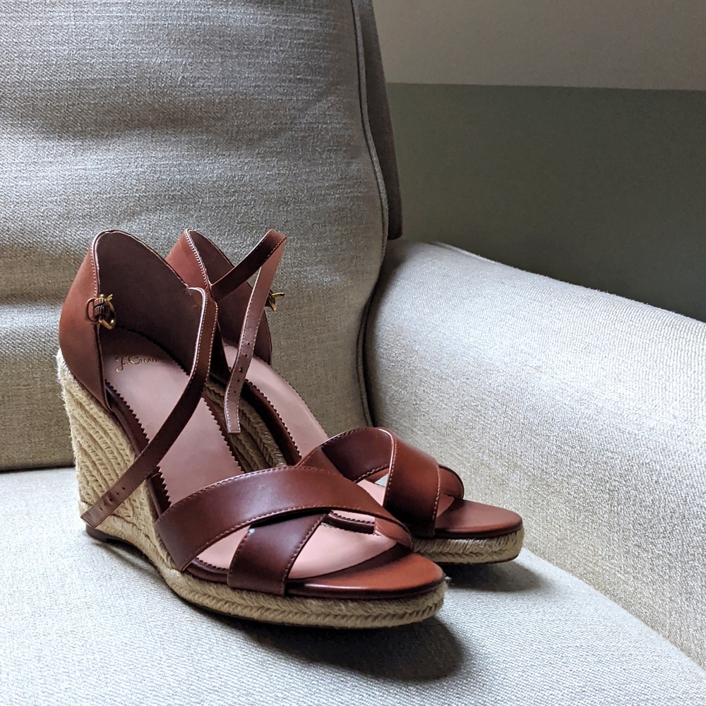 J Crew Women's Leather Espadrille Sandals, Size 11